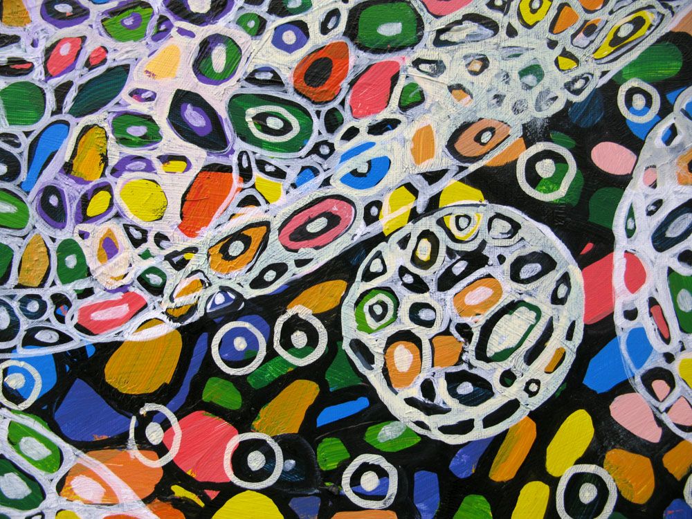 Tableau de JAVIER RAMIREZ a pour titre MICROMONDE 5 style abstrait dim : JAVIER RAMIREZprix:800