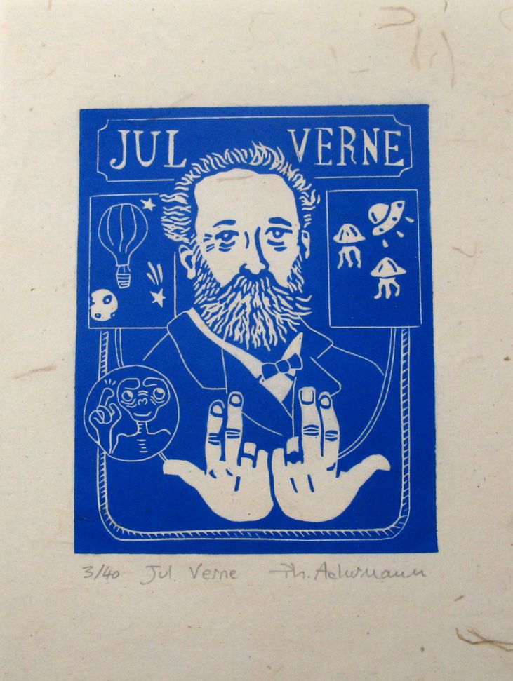 Editions d'art de PHILIPPE ACHERMANN a pour titre Jul Verne style figuratif, graphique dim : PHILIPPE ACHERMANNprix:40