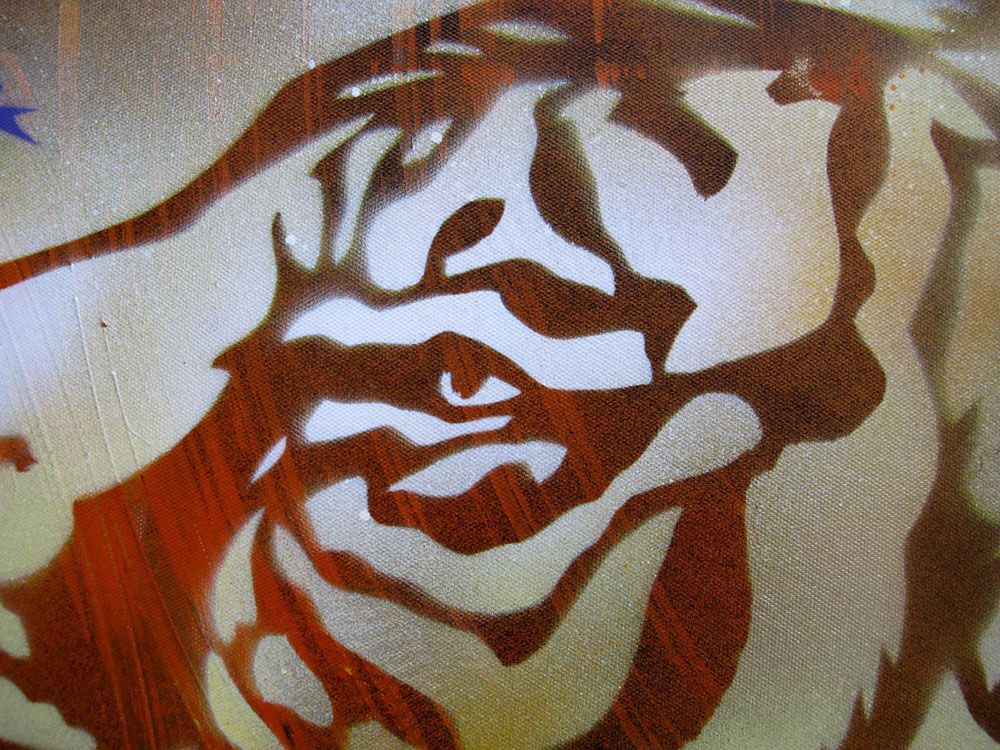 Tableau de KARO TRASS a pour titre REVE D'UN CHAT style street pop art, street art dim : KARO TRASSprix:300