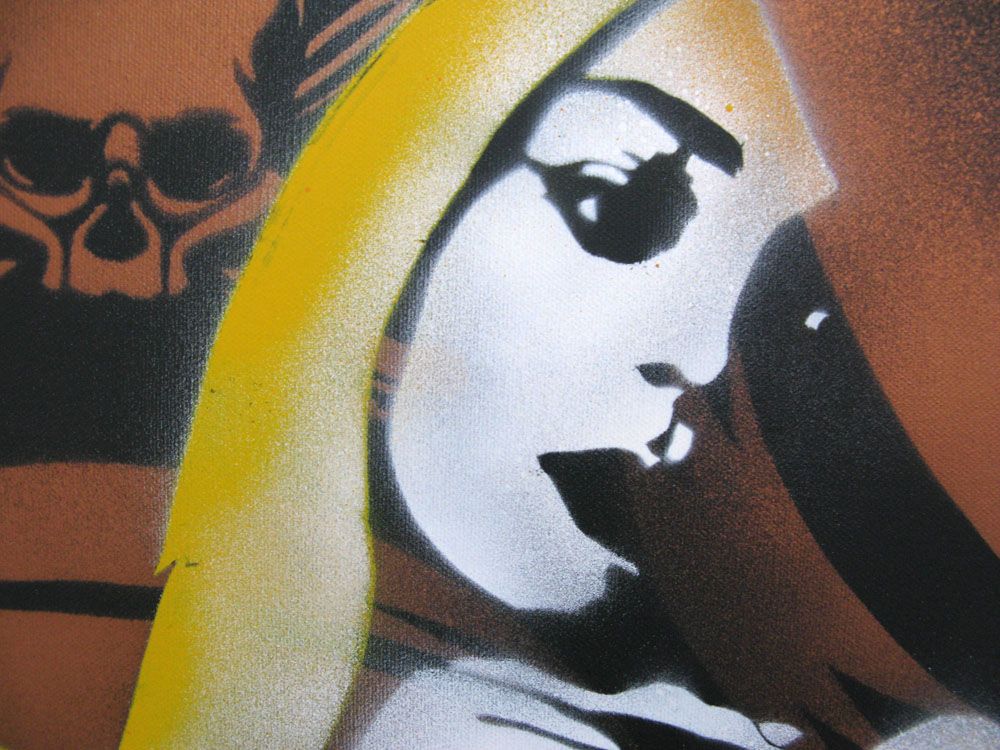 Tableau de KARO TRASS a pour titre MARGAUX style street pop art, street art dim : KARO TRASSprix:400