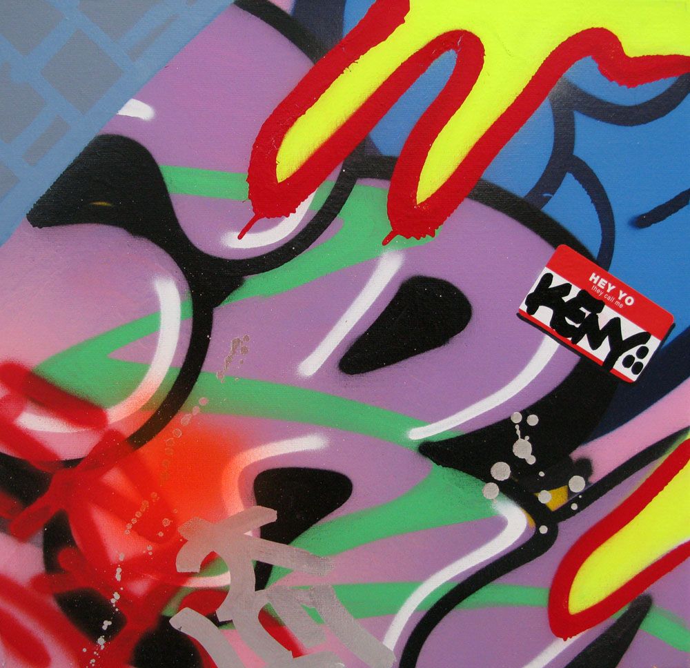Tableau de KENY a pour titre ERASE style graffiti, street art dim : KENYprix:250