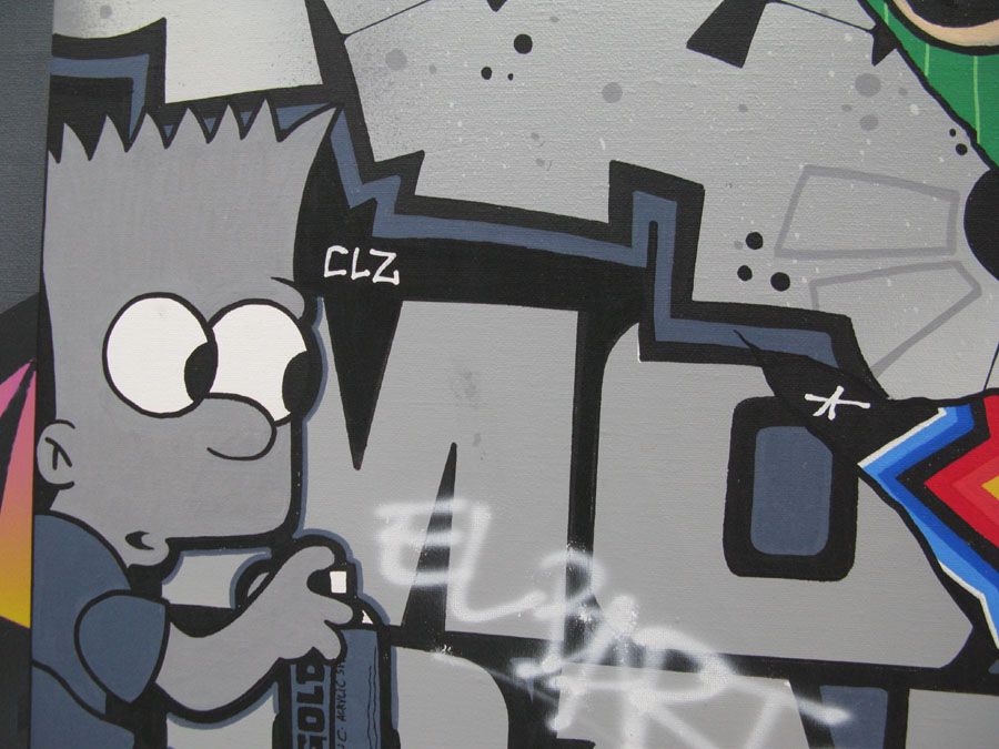 Tableau de KENY a pour titre EL BARTO style graffiti, street art dim : KENYprix:550
