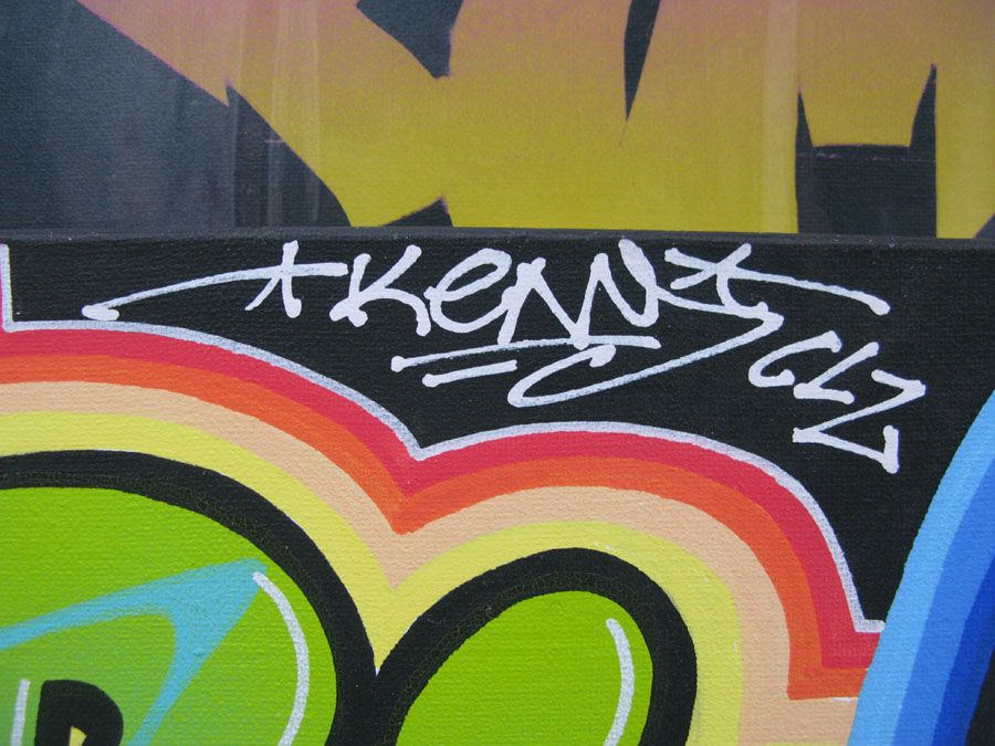 Tableau de KENY a pour titre EL BARTO style graffiti, street art dim : KENYprix:550