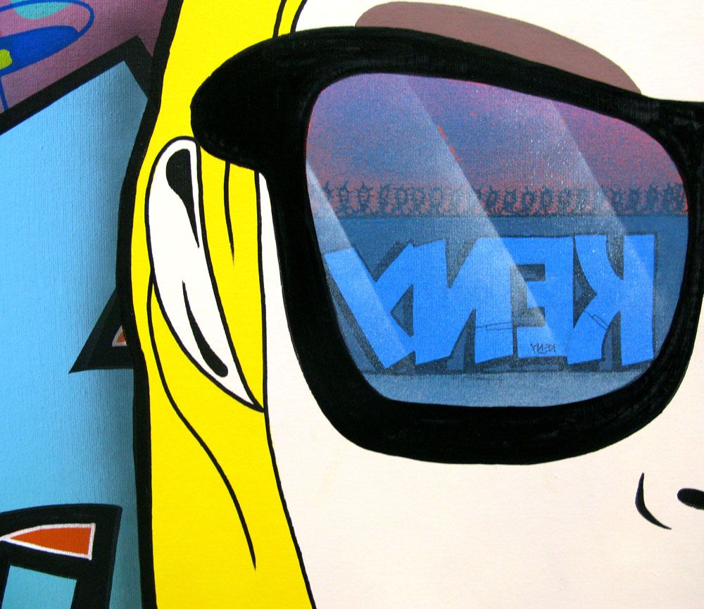 Tableau de KENY a pour titre GIRLZ style graffiti, street pop art dim : KENYprix:700