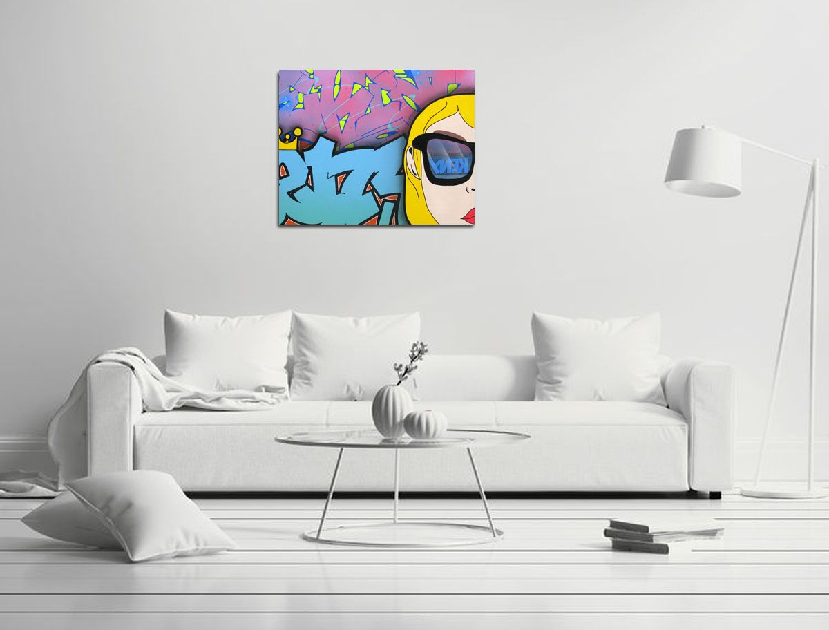 Tableau de KENY a pour titre GIRLZ style graffiti, street pop art dim : KENYprix:700