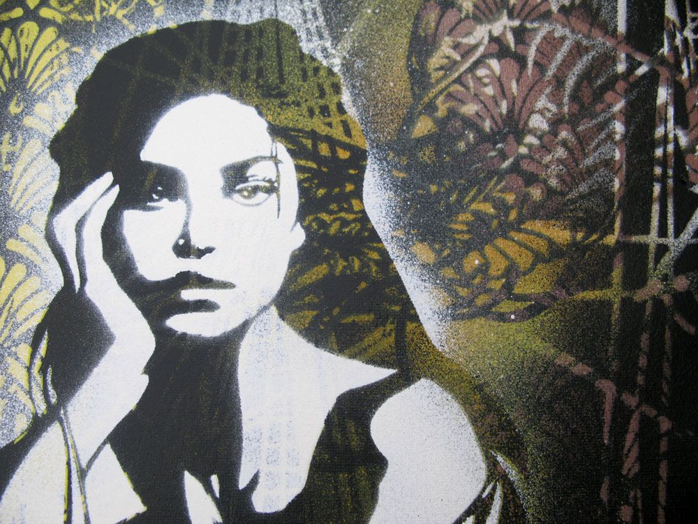 Tableau de KARO TRASS a pour titre Mermaid style street pop art, street art dim : KARO TRASSprix:150