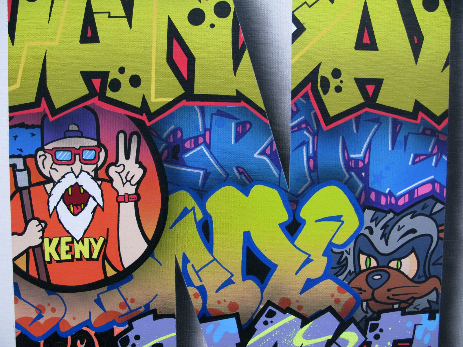 Tableau de KENY a pour titre N style graffiti, street art dim : KENYprix:450