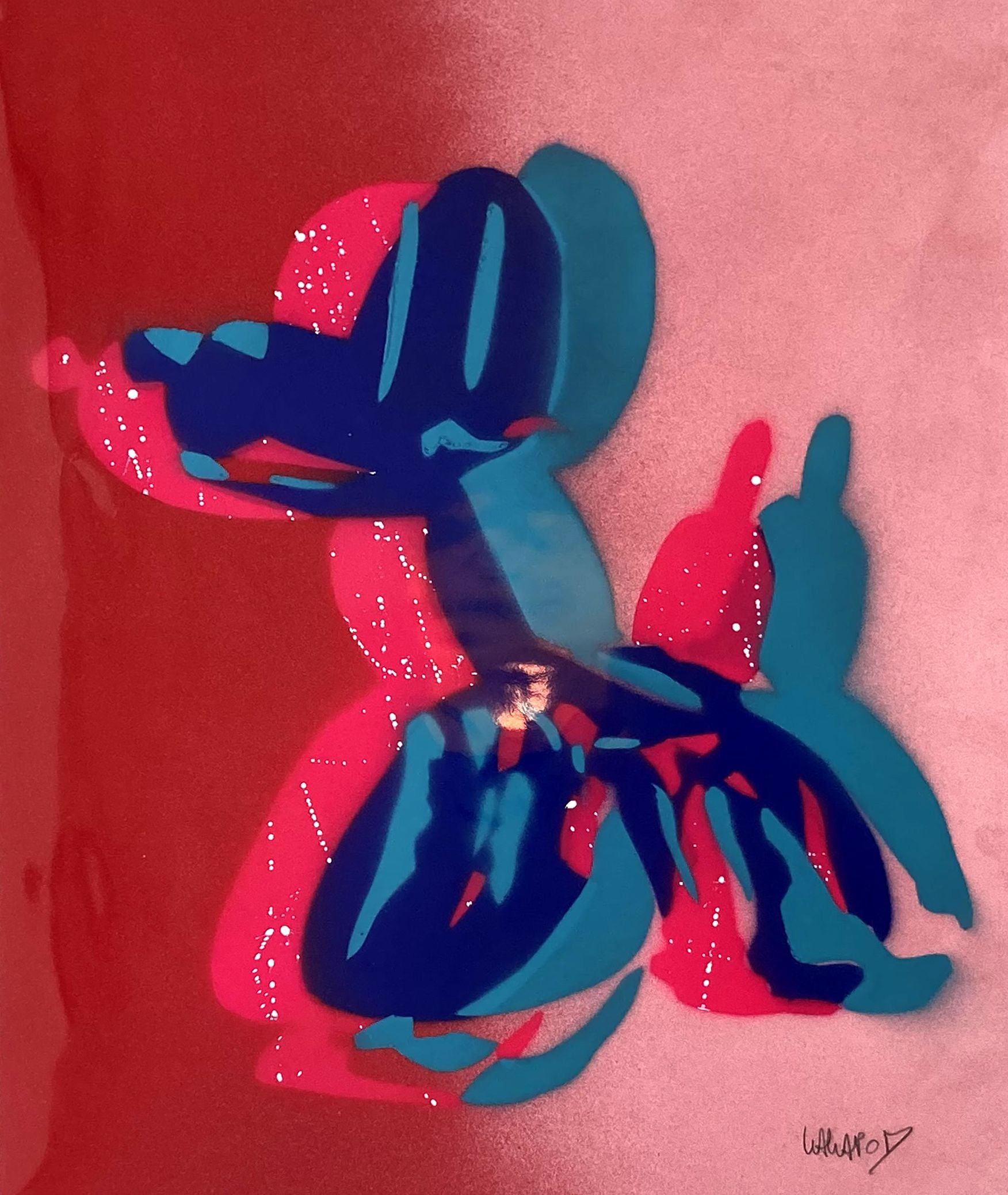 Editions d'art de WAWAPOD a pour titre Koons Ilusion bleu rose style street pop art, graphique dim : WAWAPODprix:220
