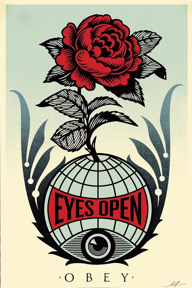 Editions d'art de OBEY : SHEPARD FAIREY a pour titre EYES OPEN style street pop art dim : OBEY : SHEPARD FAIREY prix:100