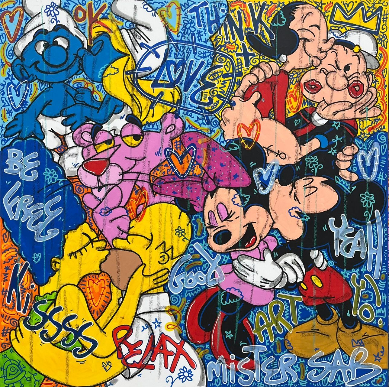 Tableau de RICO SAB a pour titre LOVE style street pop art, street art dim : RICO SABprix:950