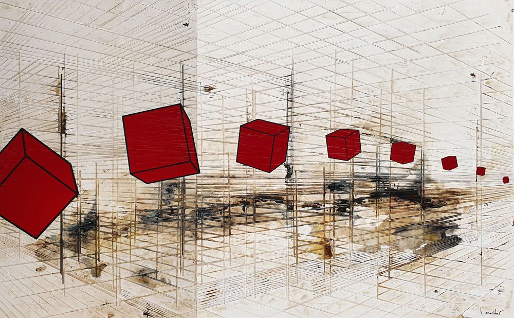 Tableau de LUDOVIC MERCHER a pour titre TRAVERSEE style abstrait dim : LUDOVIC MERCHERprix:1200