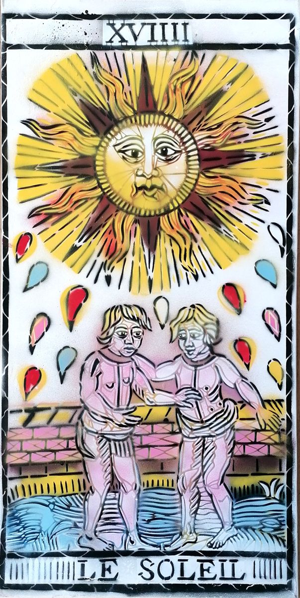 Tableau de ARTISTE OUVRIER a pour titre LE SOLEIL style figuratif dim : ARTISTE OUVRIERprix:1800