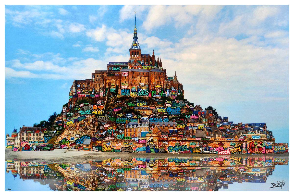 Editions d'art de BLACH a pour titre Les pirates du Mont St Michel style street art dim : BLACHprix:100