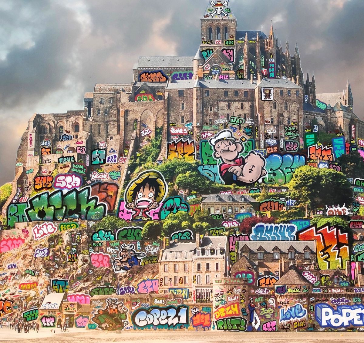 Editions d'art de BLACH a pour titre Les pirates du Mont St Michel style street art dim : BLACHprix:100