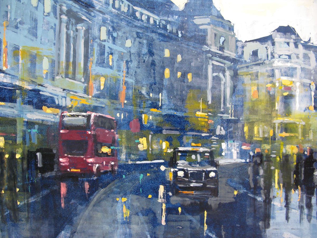 Tableau de ADRIEN FAVEAU a pour titre London, Regent Street style figuratif, graphique dim : ADRIEN FAVEAUprix:2500