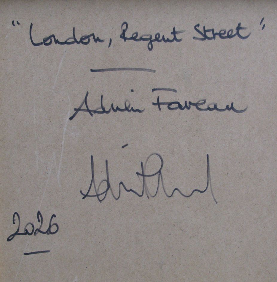 Tableau de ADRIEN FAVEAU a pour titre London, Regent Street style figuratif, graphique dim : ADRIEN FAVEAUprix:2500