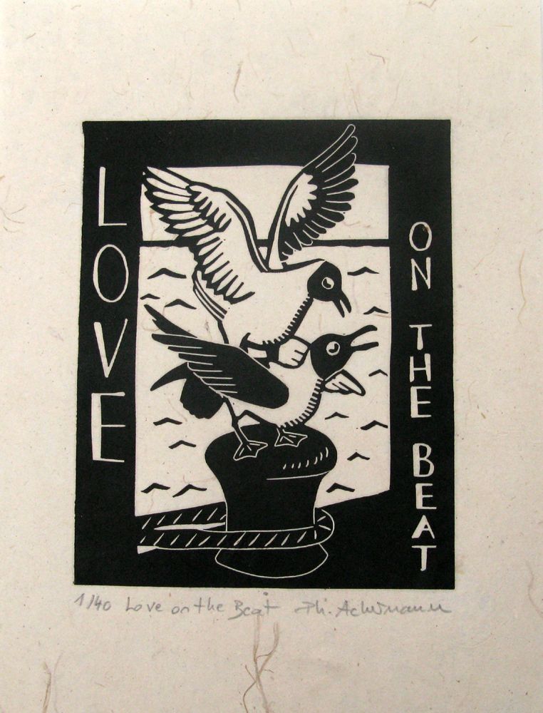 Editions d'art de PHILIPPE ACHERMANN a pour titre Love on the beat style figuratif, graphique dim : PHILIPPE ACHERMANNprix:40