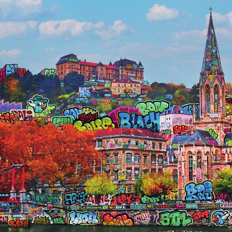 Editions d'art de BLACH a pour titre LYON GUIGNOL style street art dim : BLACHprix:100