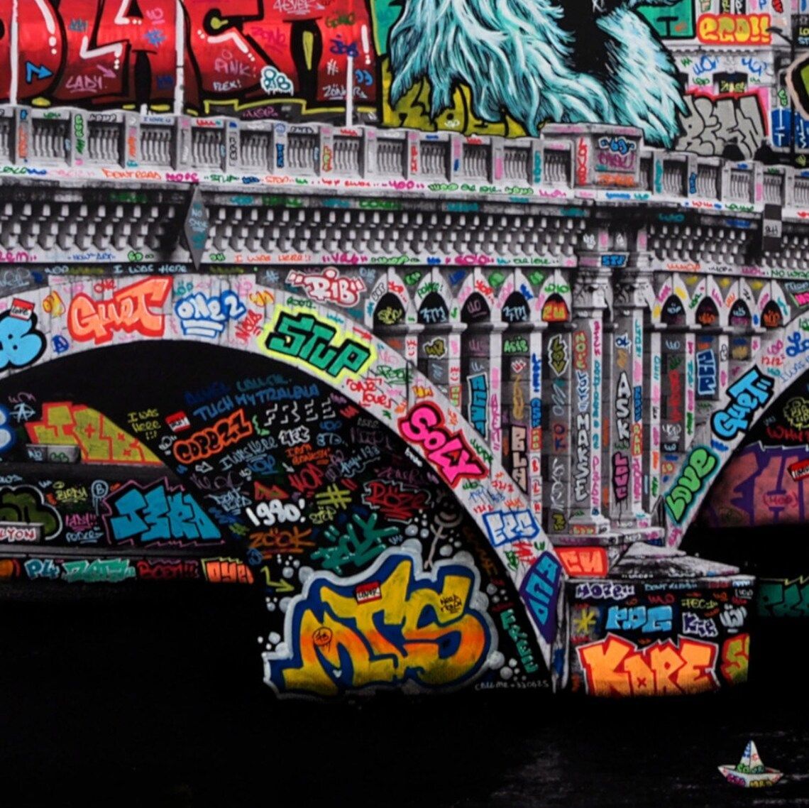 Editions d'art de BLACH a pour titre VIC Lyon Noir & Blanc style graffiti, street art dim : BLACHprix:120