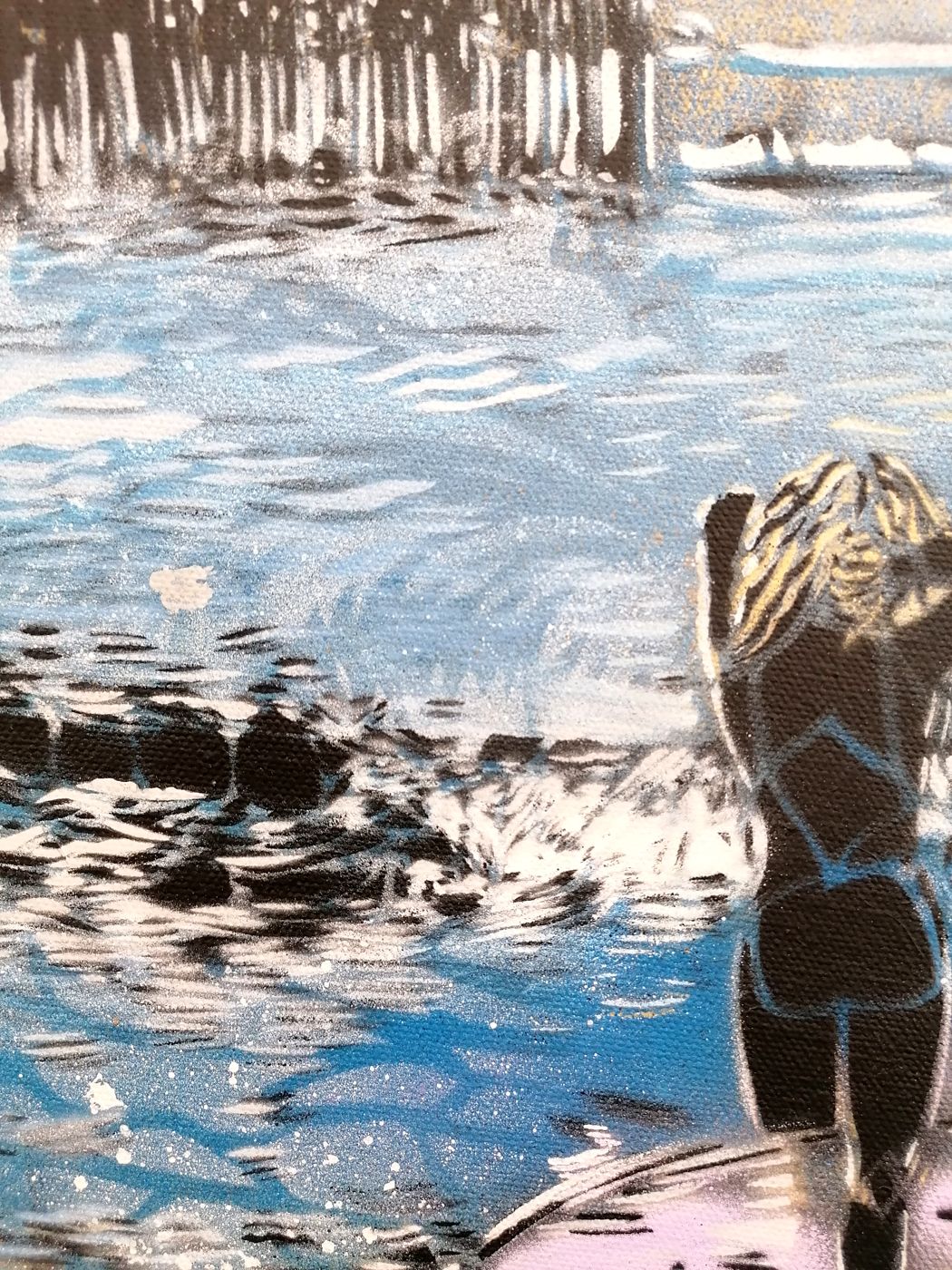 Tableau de ARTISTE OUVRIER a pour titre MALIBU style figuratif dim : ARTISTE OUVRIERprix:500