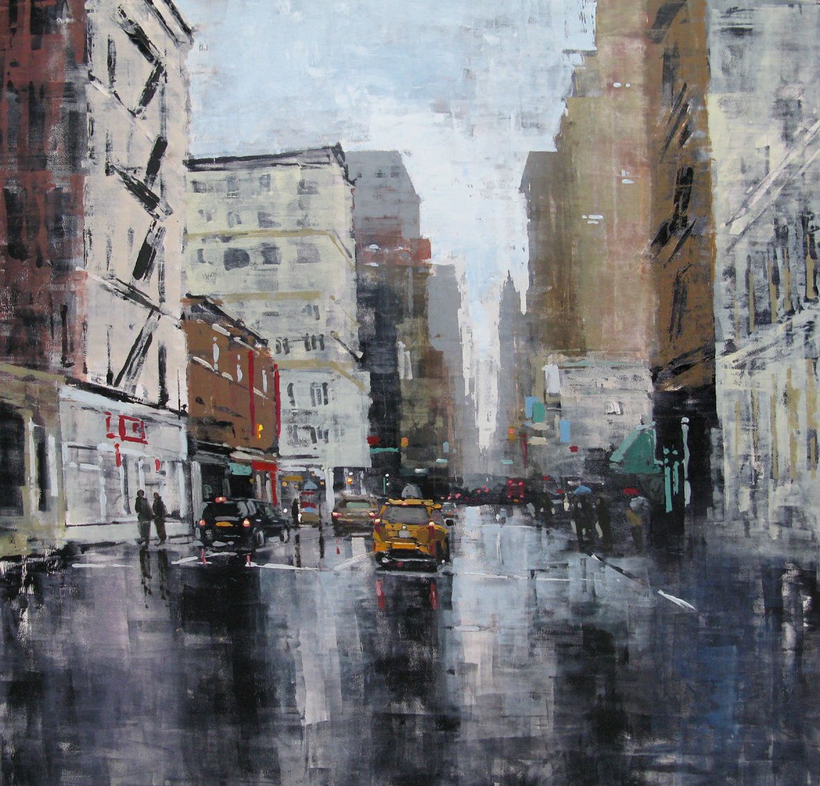 Tableau de ADRIEN FAVEAU a pour titre Manhattan Sunny Rain style figuratif, graphique dim : ADRIEN FAVEAUprix:2500