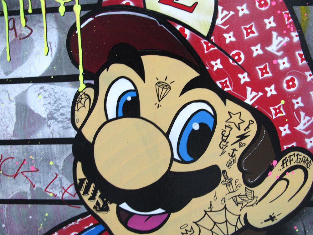 Tableau de JUG a pour titre MARIO & LUIGITON style street pop art dim : JUGprix:700