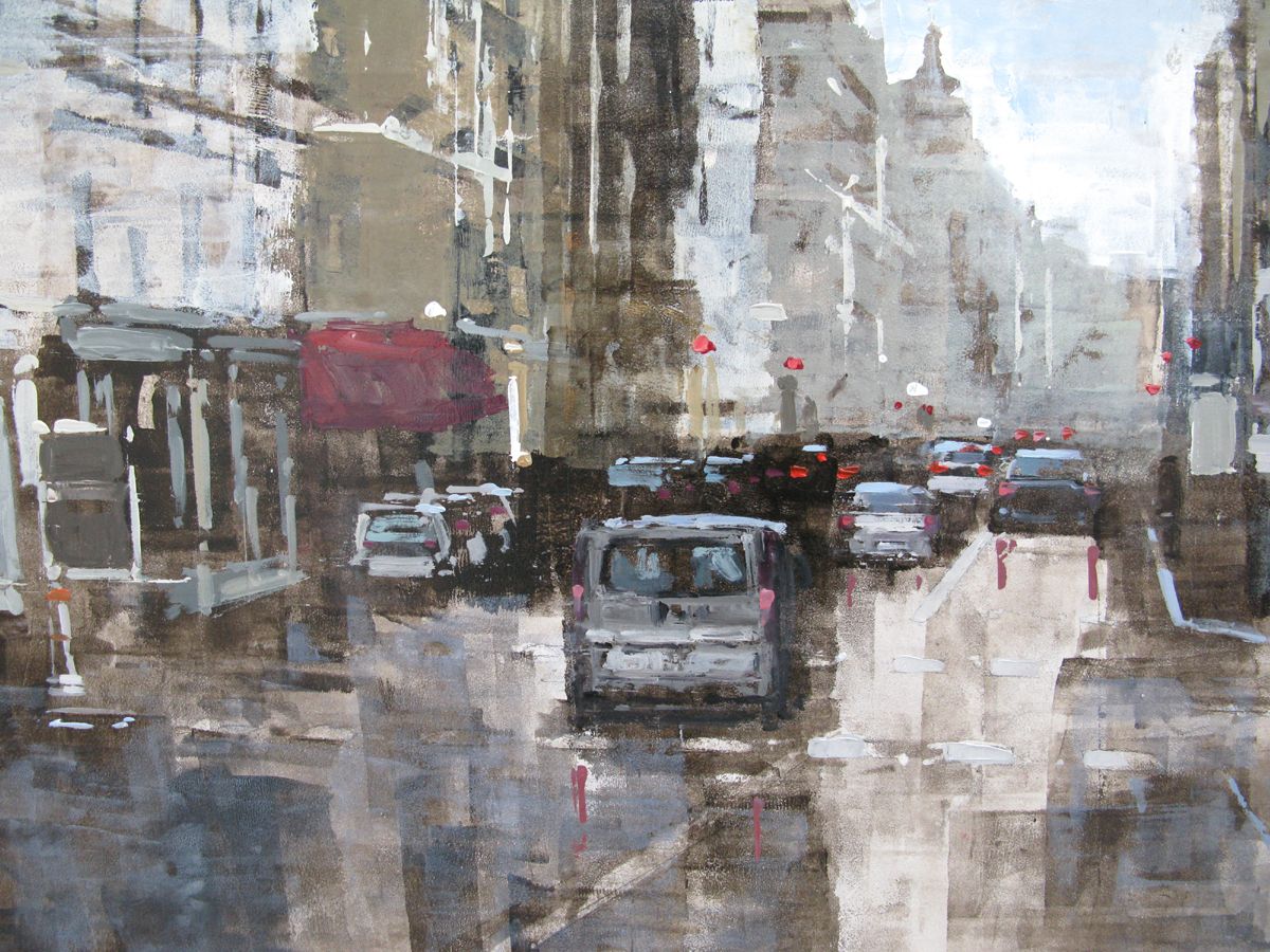 Tableau de ADRIEN FAVEAU a pour titre Matinée Parisienne style figuratif, graphique dim : ADRIEN FAVEAUprix:2500