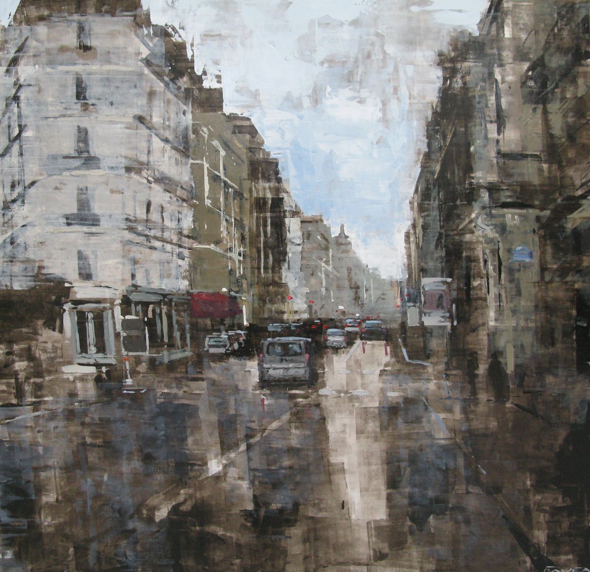 Tableau de ADRIEN FAVEAU a pour titre Matinée Parisienne style figuratif, graphique dim : ADRIEN FAVEAUprix:2500