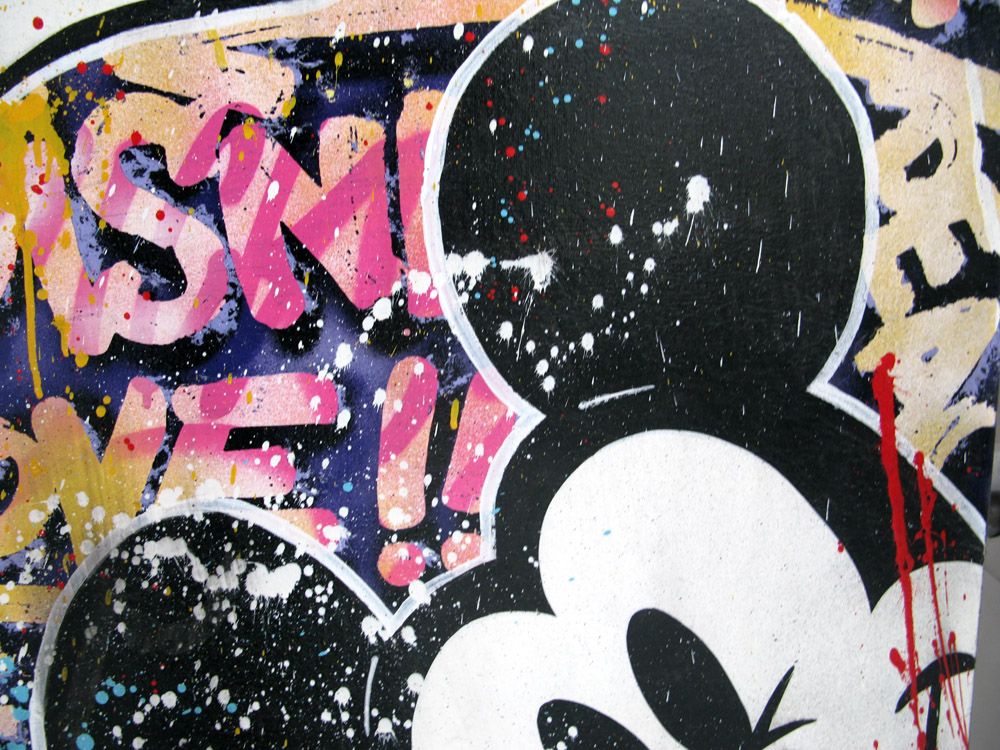 Tableau de JUG a pour titre MICKEY AND FRIENDS style street pop art dim : JUGprix:900
