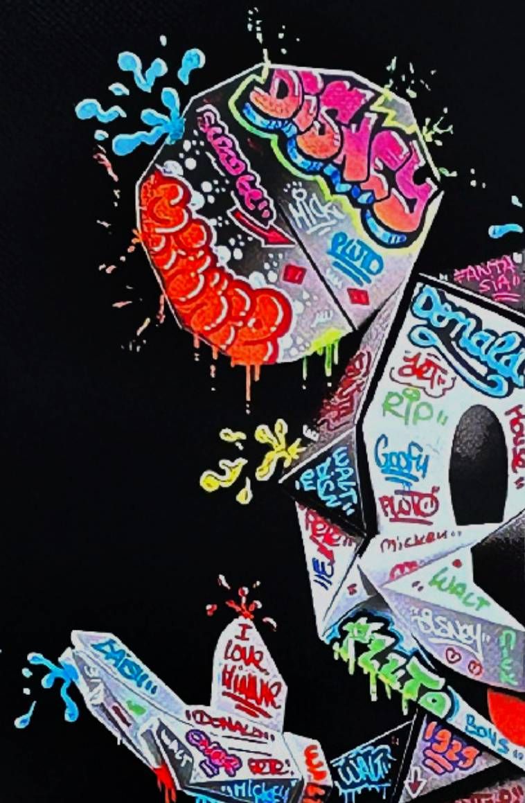 Editions d'art de BLACH a pour titre Mickey Origami style graffiti, street art dim : BLACHprix:90