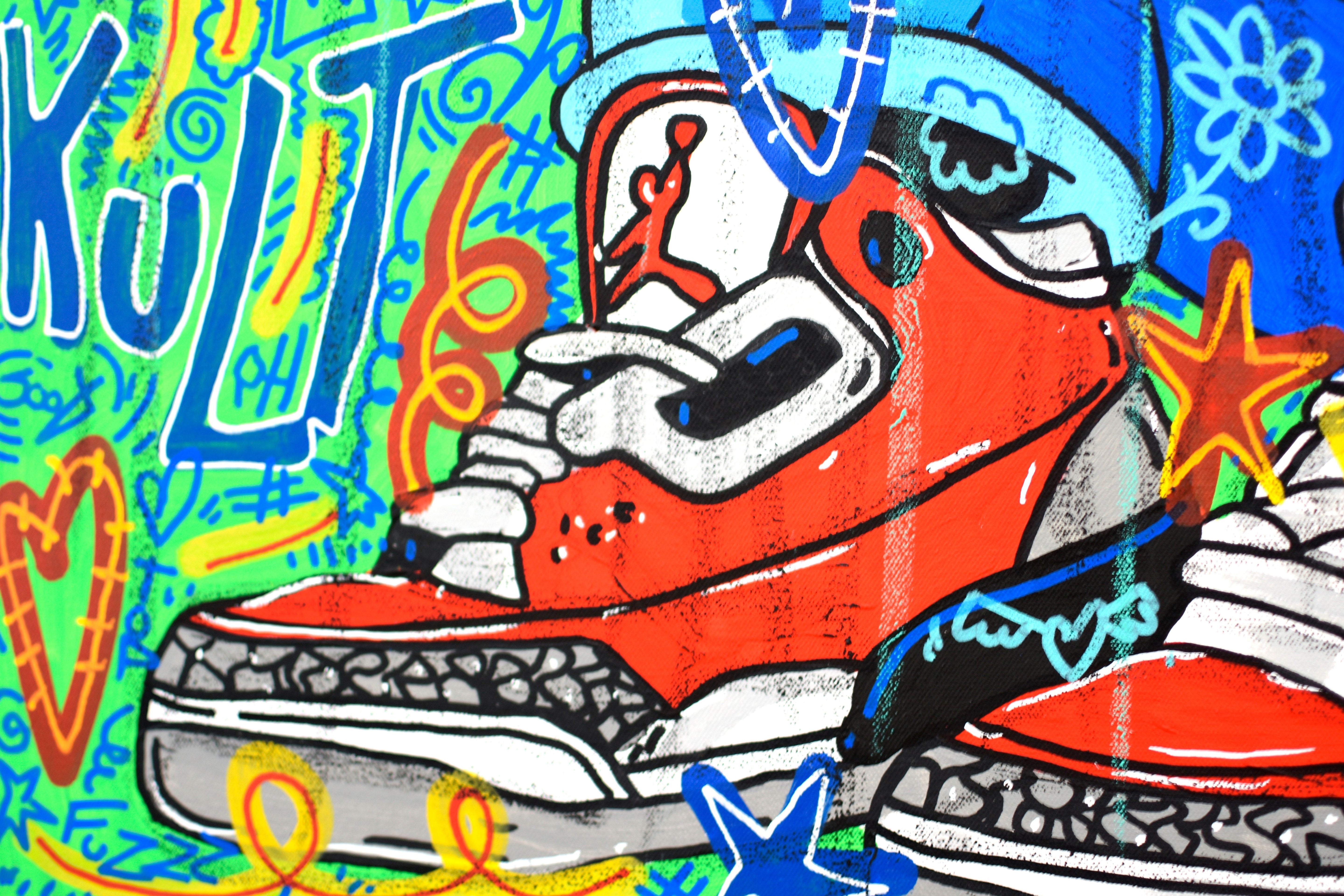 Tableau de RICO SAB a pour titre Miss the simpler says style street pop art, street art dim : RICO SABprix:600