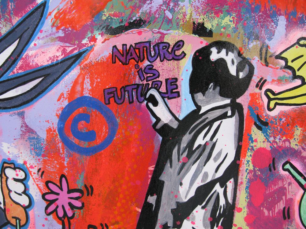 Tableau de SARA CHELOU a pour titre Nature is Future style street pop art dim : SARA CHELOUprix:1100