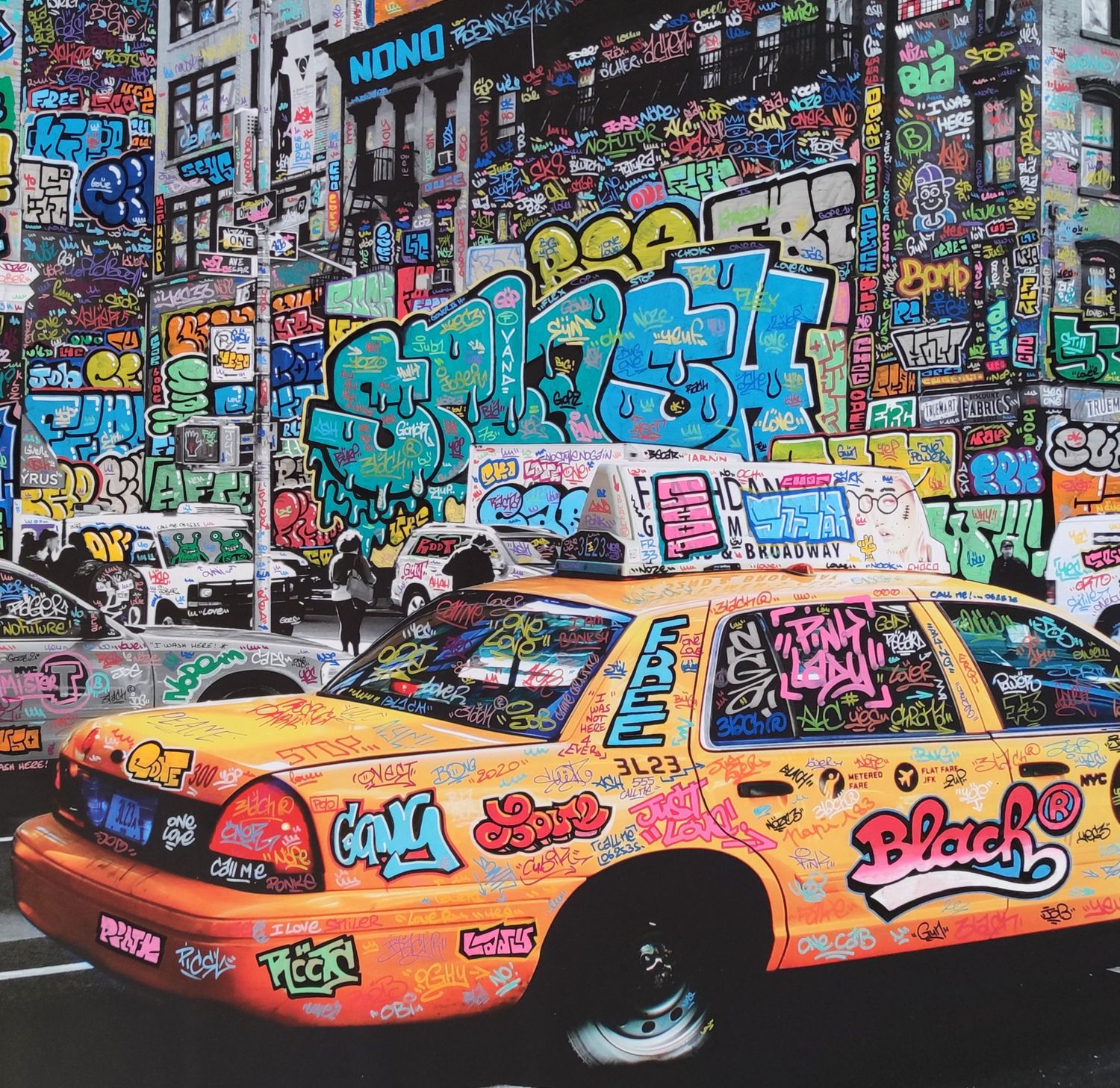 Editions d'art de BLACH a pour titre New-York Taxi Bart style street art dim : BLACHprix:100