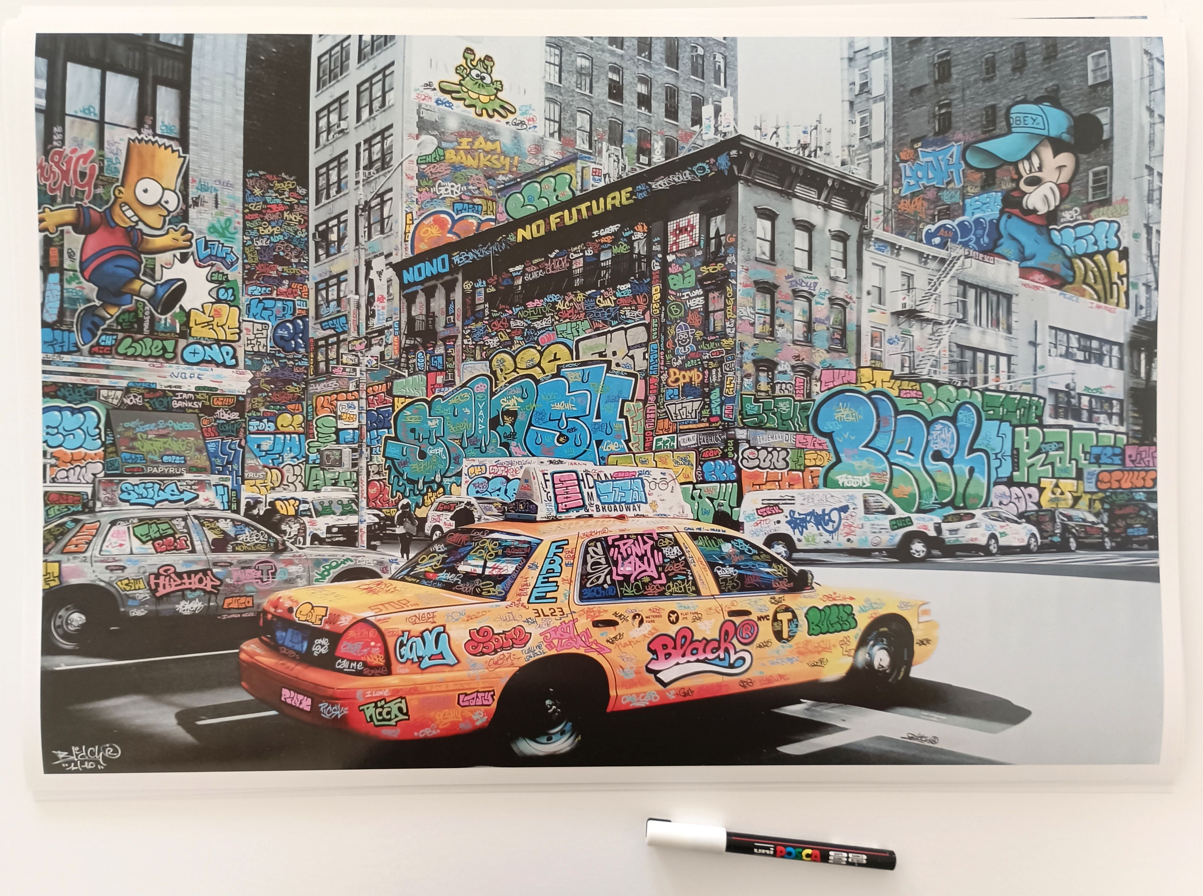 Editions d'art de BLACH a pour titre New-York Taxi Bart style street art dim : BLACHprix:100