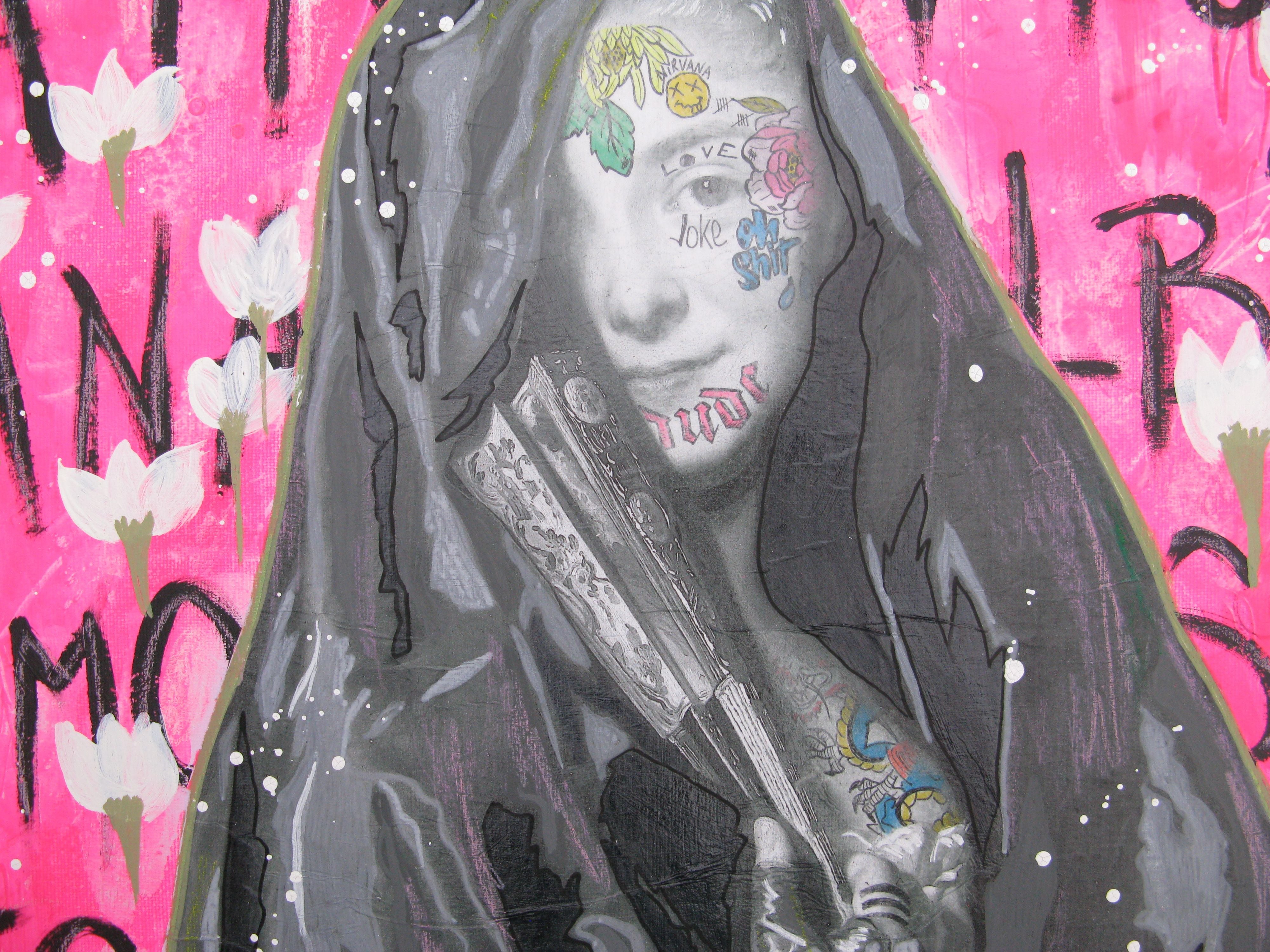 Tableau de LN LE PAPE a pour titre Oh shit ! style street pop art dim : LN LE PAPEprix:250