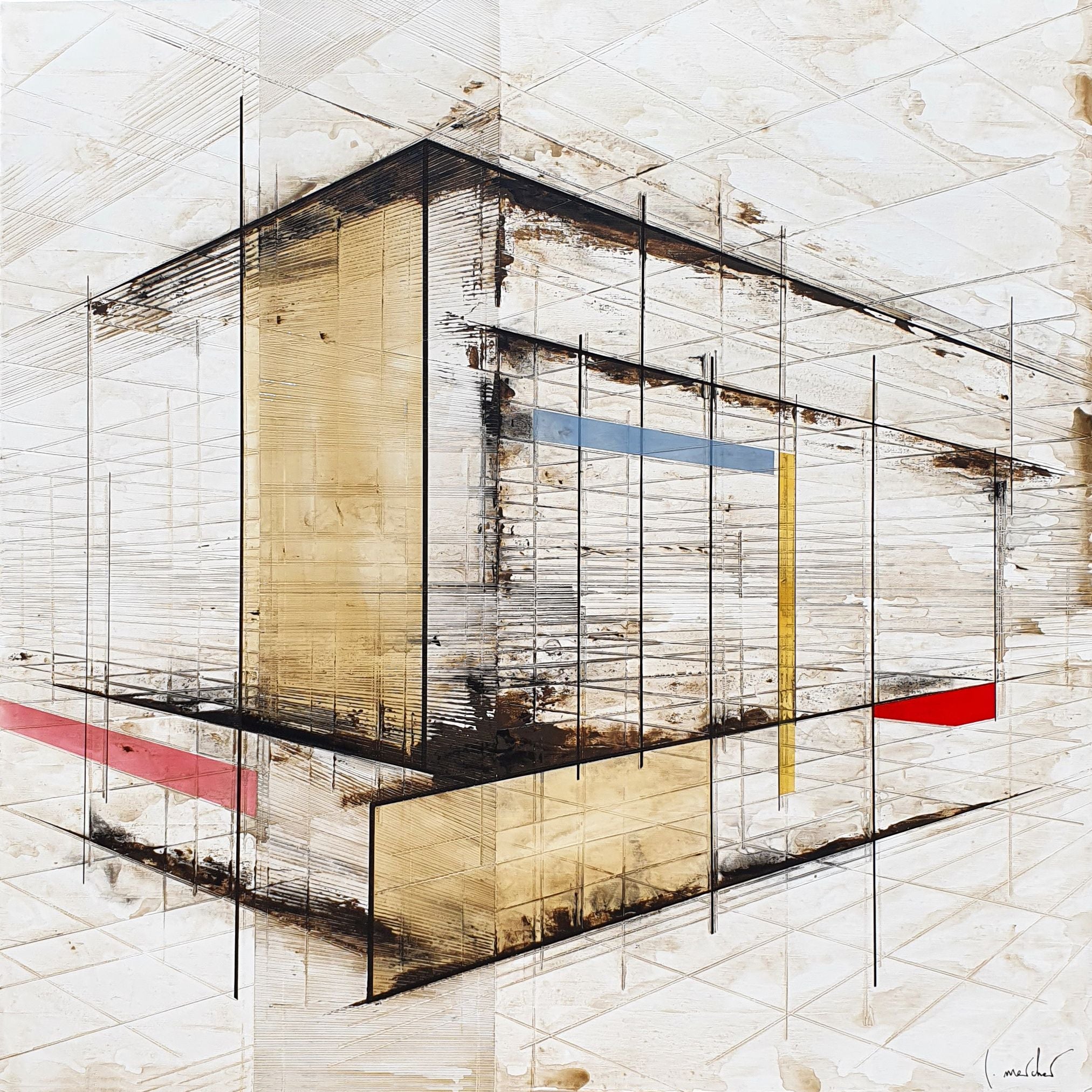 Tableau de LUDOVIC MERCHER a pour titre Plans style abstrait dim : LUDOVIC MERCHERprix:1000