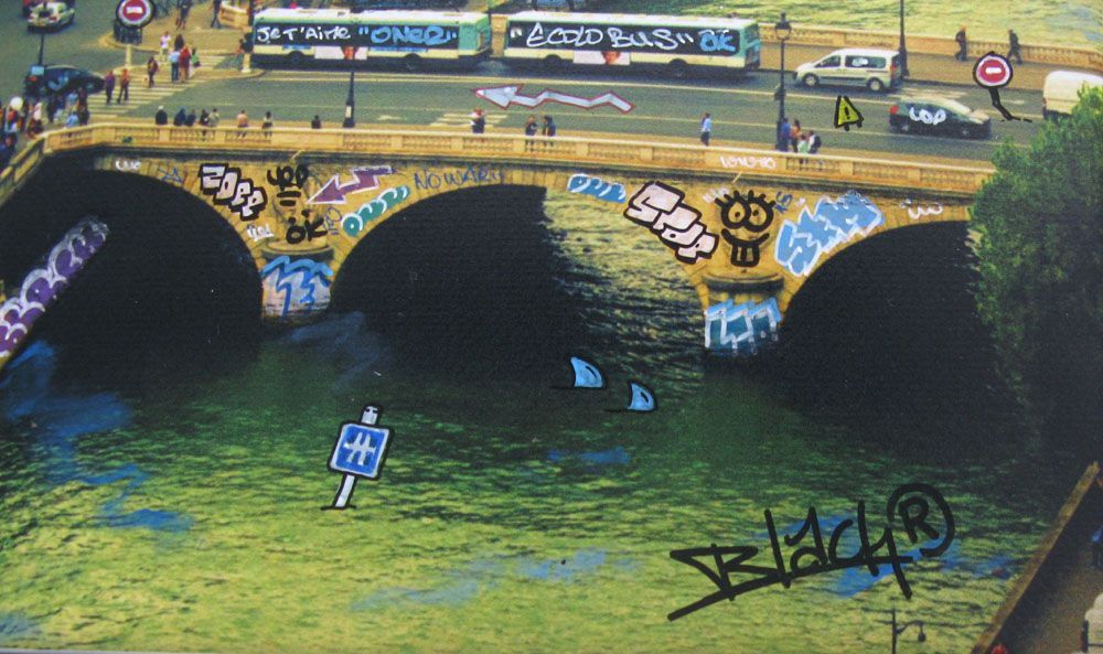 Tableau de BLACH a pour titre Paris Blue Graffiti style graffiti, street pop art dim : BLACHprix:160