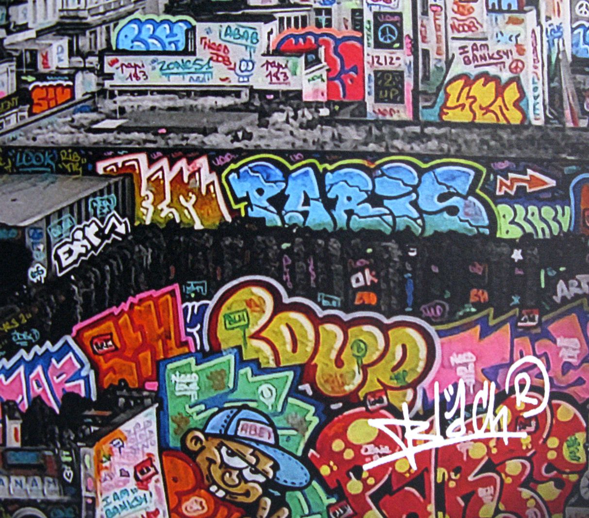 Editions d'art de BLACH a pour titre Paris panoramique à l'aube style graffiti, street pop art dim : BLACHprix:250