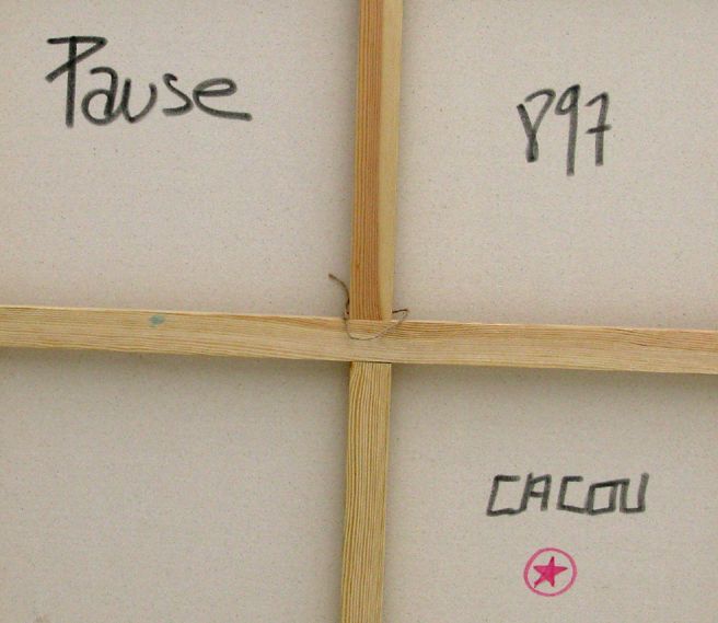 Tableau de CACOU a pour titre PAUSE style graphique dim : CACOUprix:550
