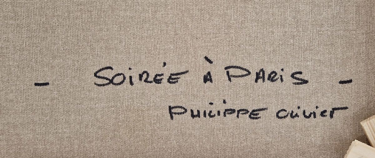 Tableau de PHIL a pour titre Soirée à Paris style figuratif dim : PHILprix:300