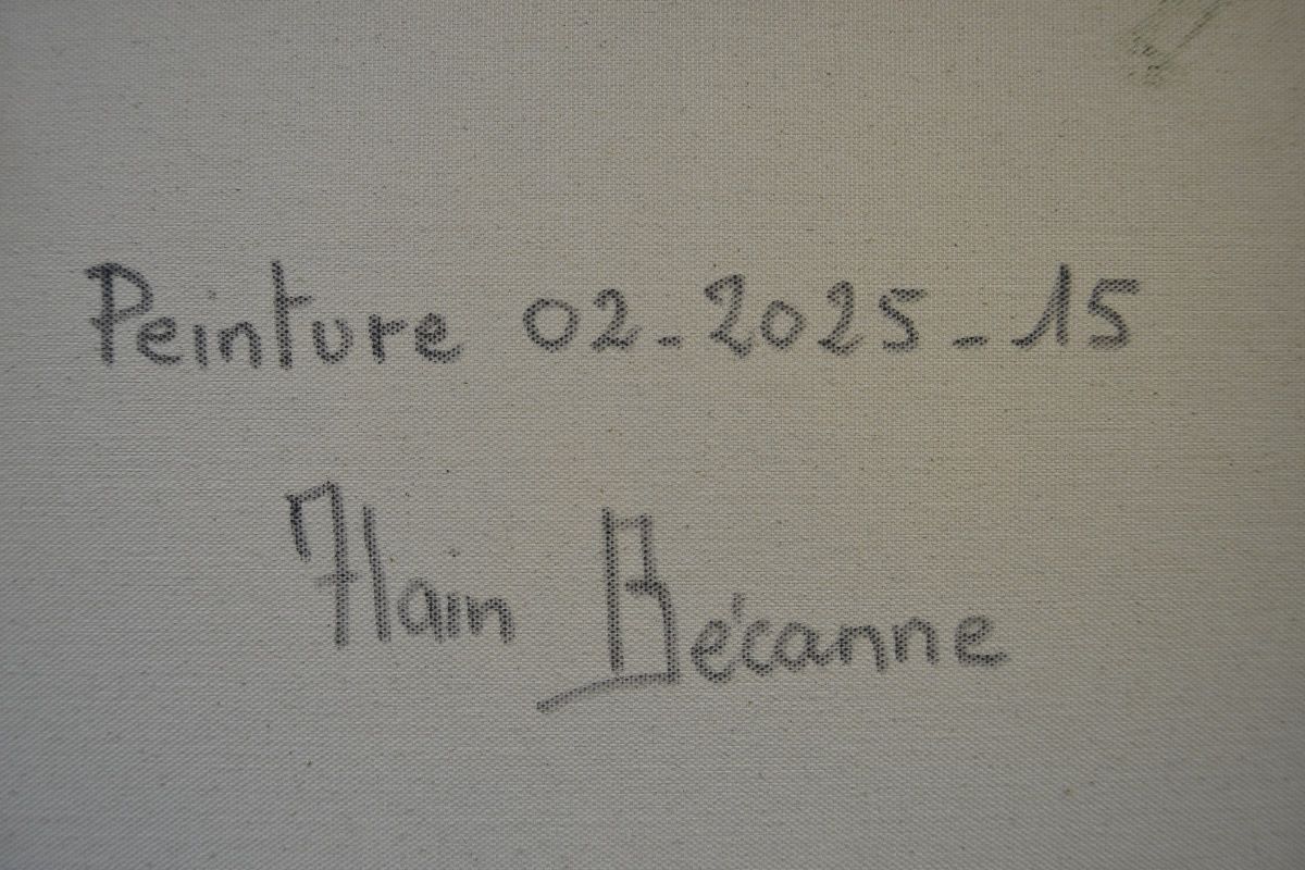 Tableau de ALAIN BECANNE a pour titre Peinture 02-2025-15 style abstrait dim : ALAIN BECANNEprix:950