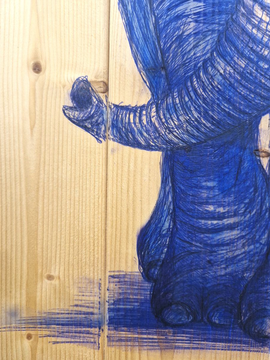 Tableau de ART HM a pour titre Eléphant style figuratif, graphique dim : ART HMprix:550