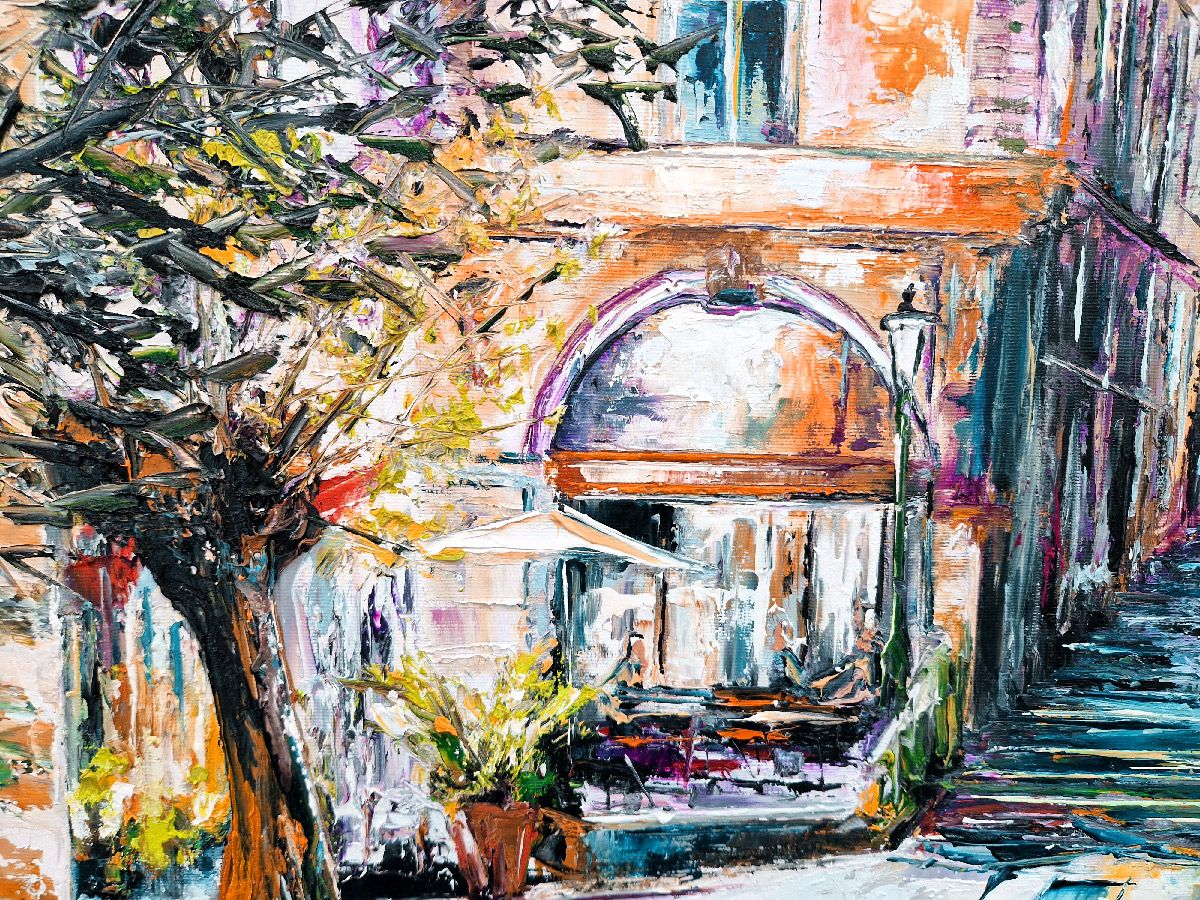 Tableau de PHIL a pour titre Place de la Trinité _ Lyon style figuratif dim : PHILprix:520
