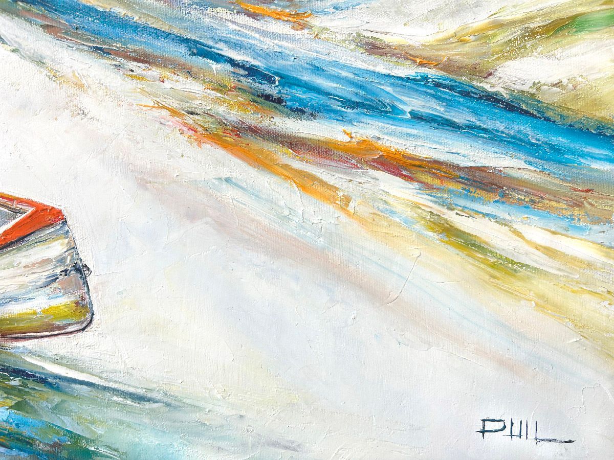 Tableau de PHIL a pour titre Beau rivage style figuratif dim : PHILprix:600