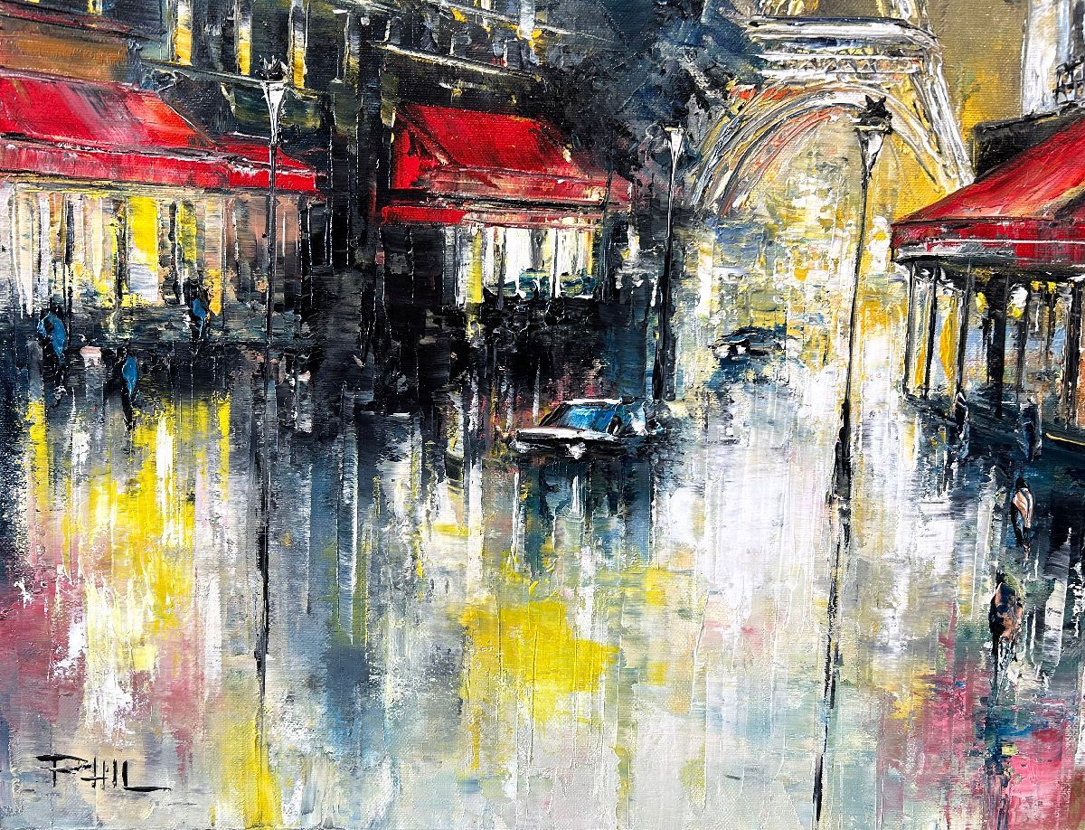 Tableau de PHIL a pour titre Les boulevards style figuratif dim : PHILprix:350
