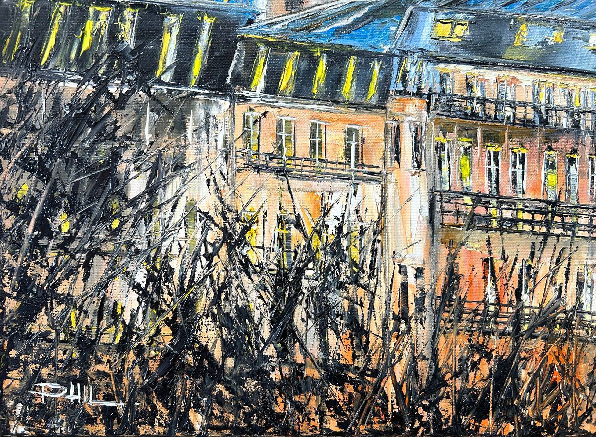 Tableau de PHIL a pour titre Paris by night style figuratif dim : PHILprix:350