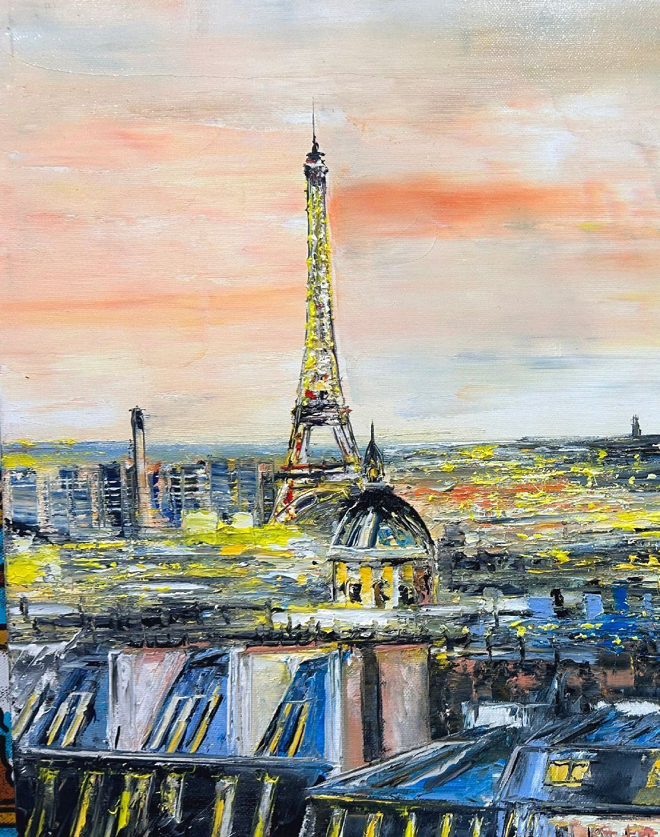 Tableau de PHIL a pour titre Paris by night style figuratif dim : PHILprix:350