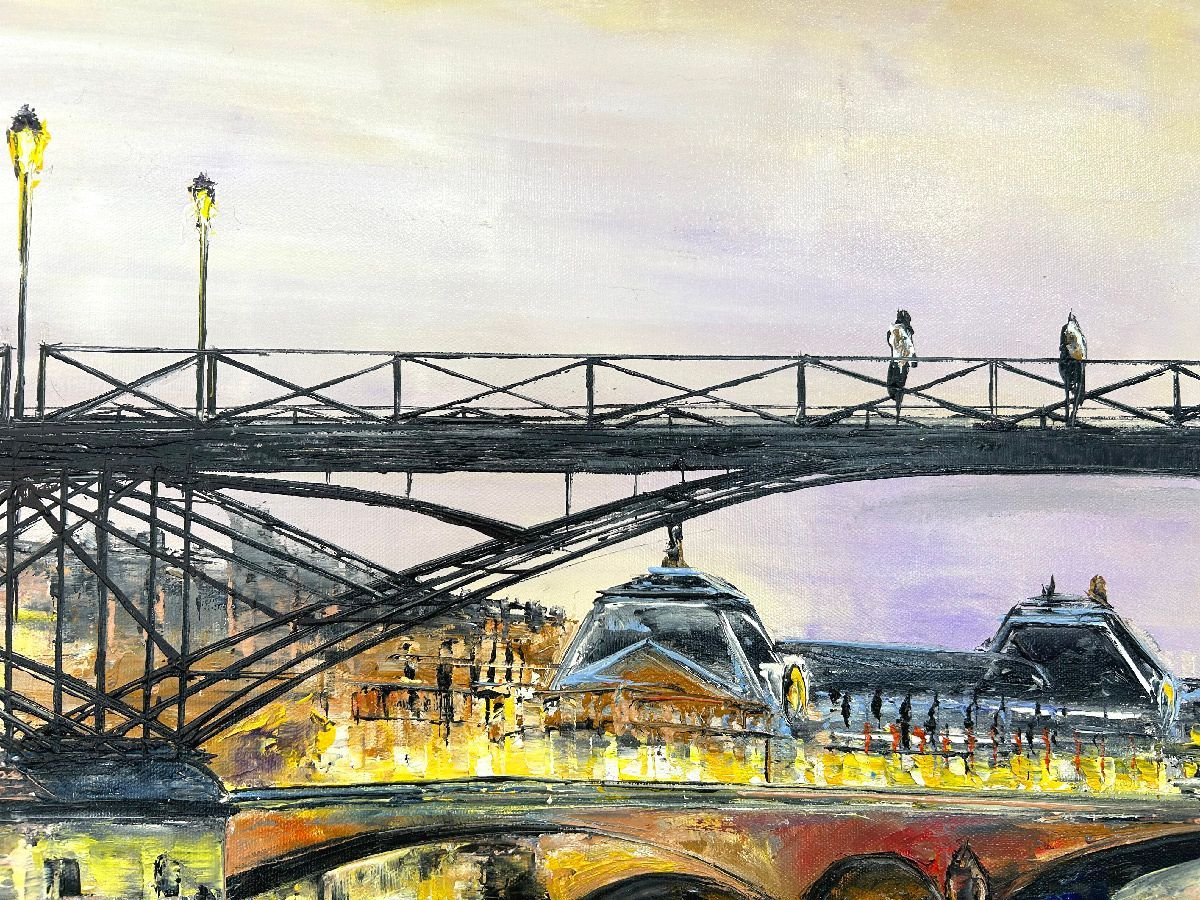 Tableau de PHIL a pour titre Pont des Arts, Paris style figuratif dim : PHILprix:600