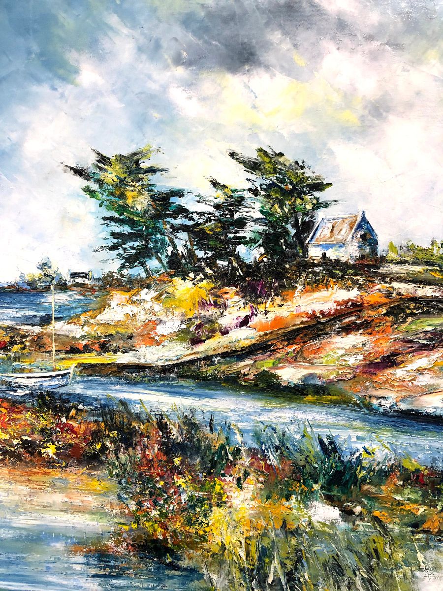 Tableau de PHIL a pour titre Cotes de Bretagne style abstrait dim : PHILprix:700