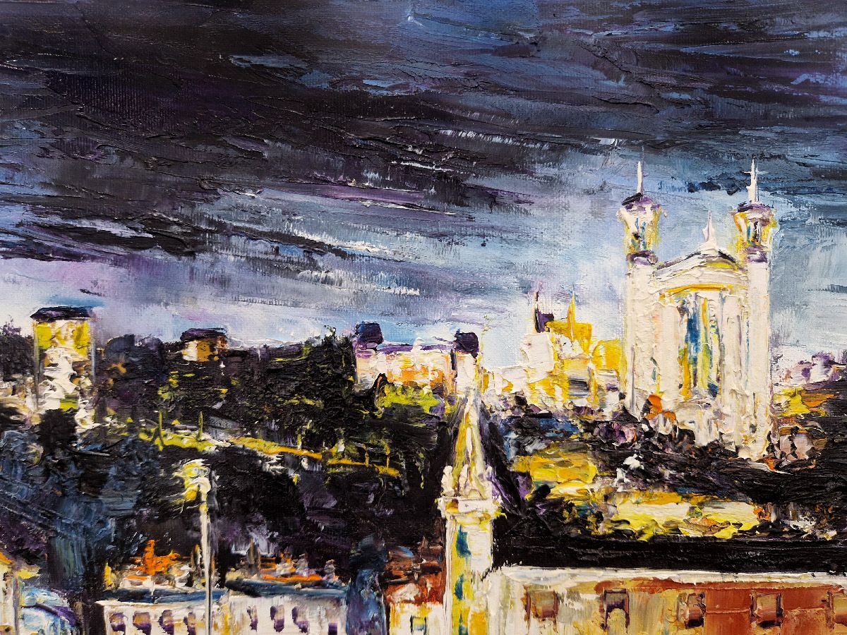 Tableau de PHIL a pour titre Quai de la Saône, Lyon style figuratif dim : PHILprix:700